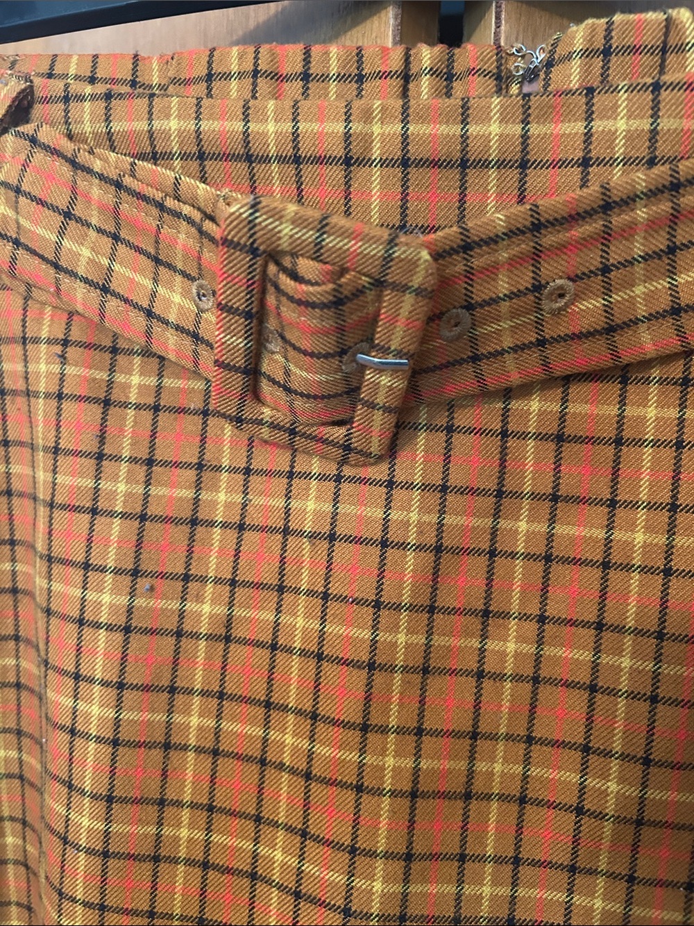 Modcloth Orange Plaid A-Line Skirt with Belt - Picture 2 of 6